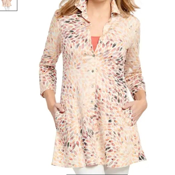 NIC+ZOE Tops - NIC+ZOE Morning Burst Print Shirt Jacket Button Front Pockets Size XL